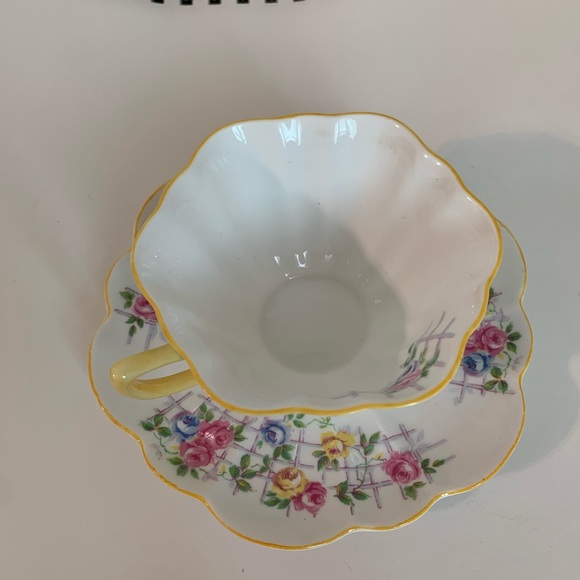 Vintage Shelley Tea Cup & Saucer Rose Trellis - Picture 2 of 11